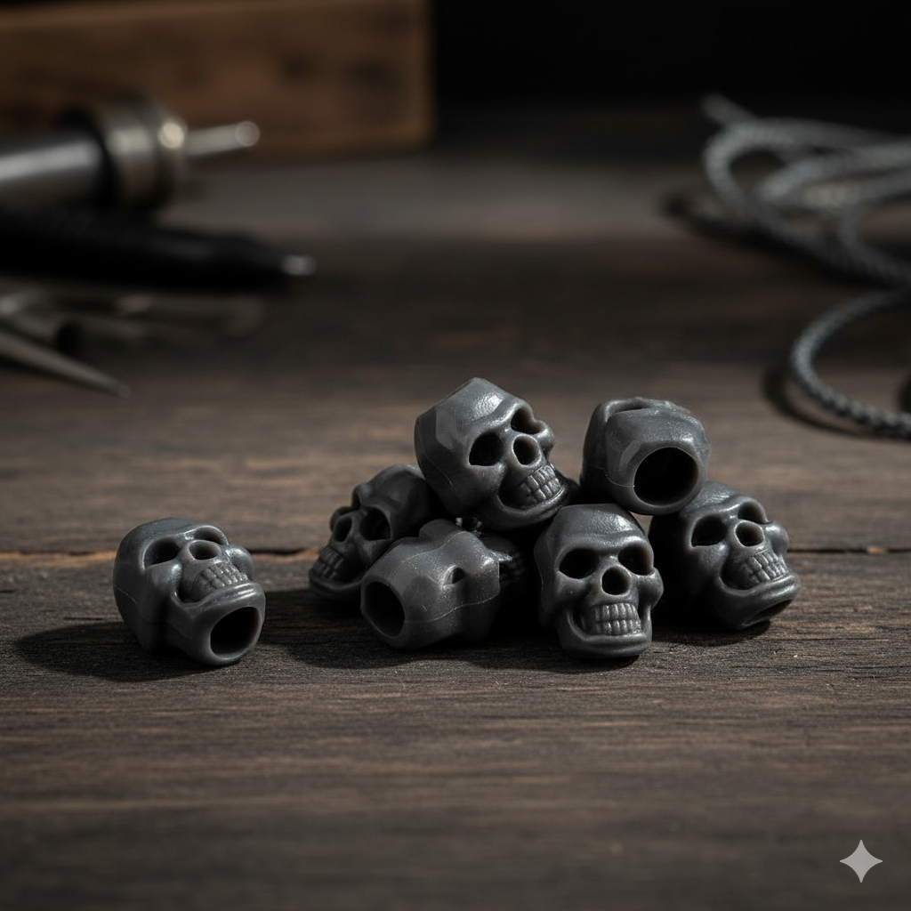 Cordel Stopper Skull Negro | Topes de cordón con Calavera