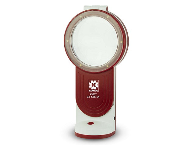 Konus Flexo-75 Lupa con Luz LED 3x-4,5x-6x - Lente de Aumento Profesional de Mesa y Mano