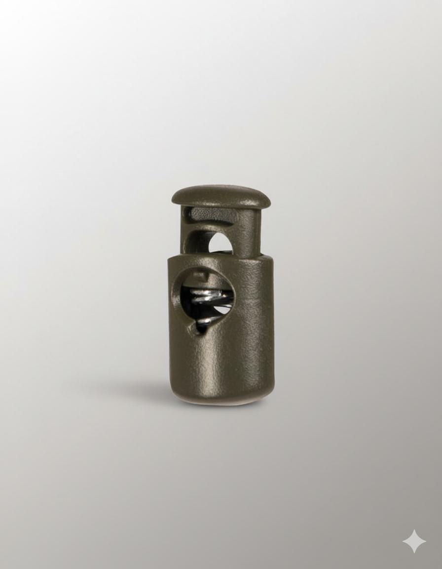 Topes de cordón color oliva – Kordelstopper táctico resistente para ropa y equipo militar