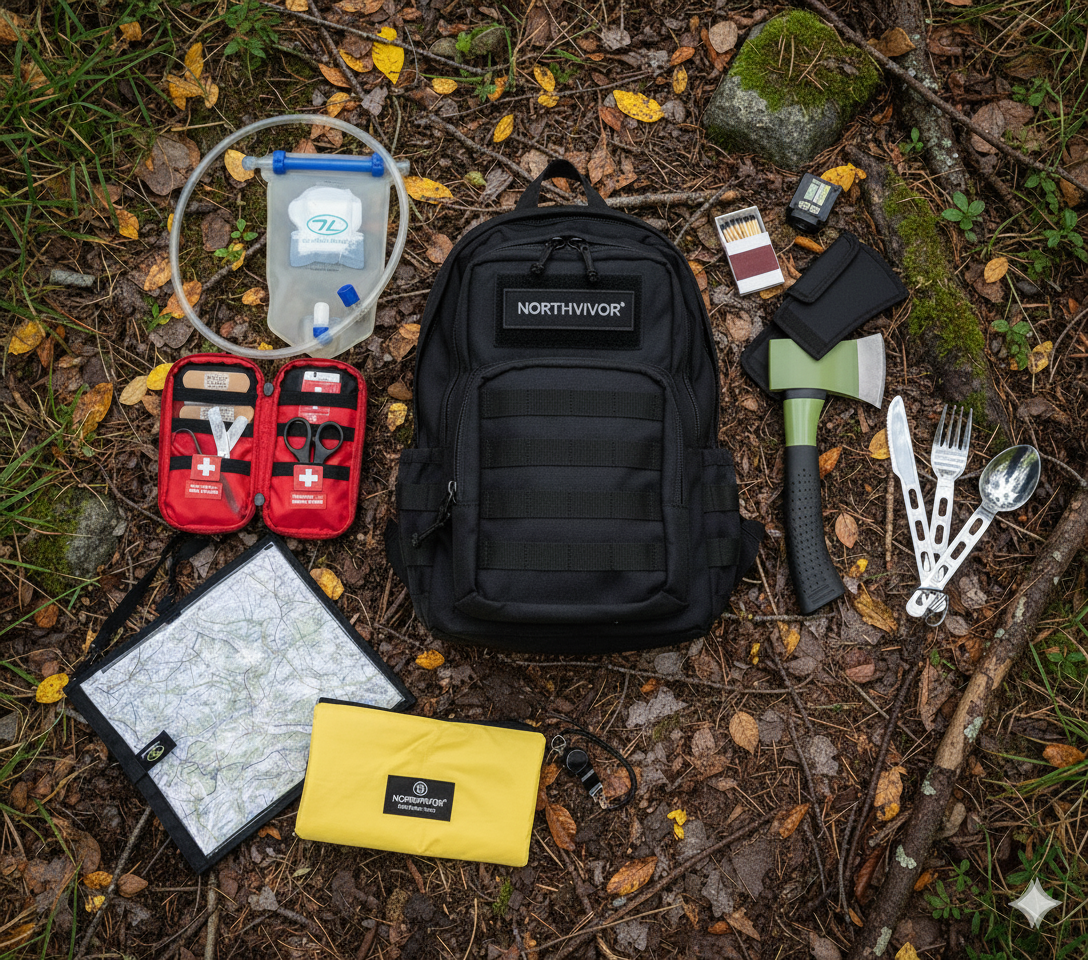 Mochila de Supervivencia 48 Horas BÁSICA NorthVivor – Kit Esencial Económico