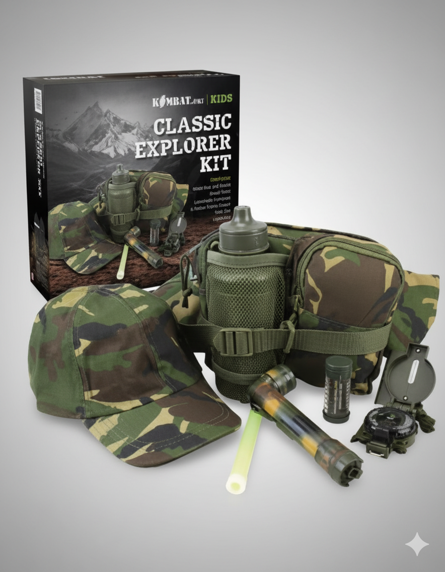 Kit de Explorador Infantil Kombat UK – DPM Woodland | Set Aventura Militar para Niños